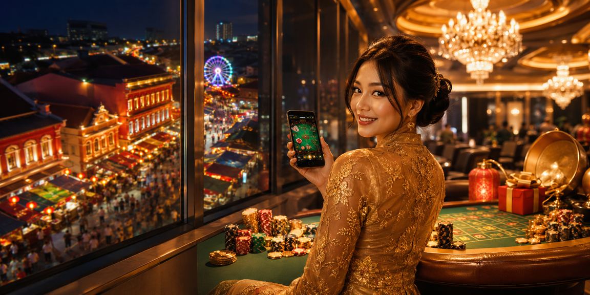Meja Baccarat dengan gaya kebaya di Malacca
